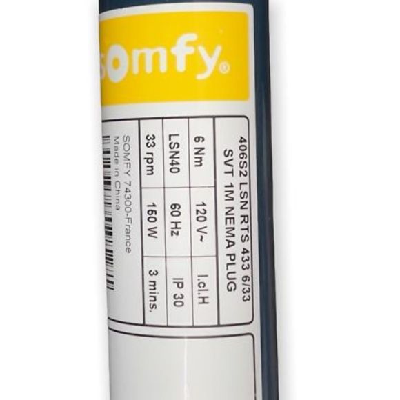 Somfy 74300 France Tubular Motor Roller Blind Black 120V 33 RPM 3 Minutes 1m - Picture 12 of 12
